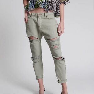 ONE TEASPOON SAINT BF JEANS. SIZE 25. LIGHT DENIM GREEN. ORIG $148 NWT